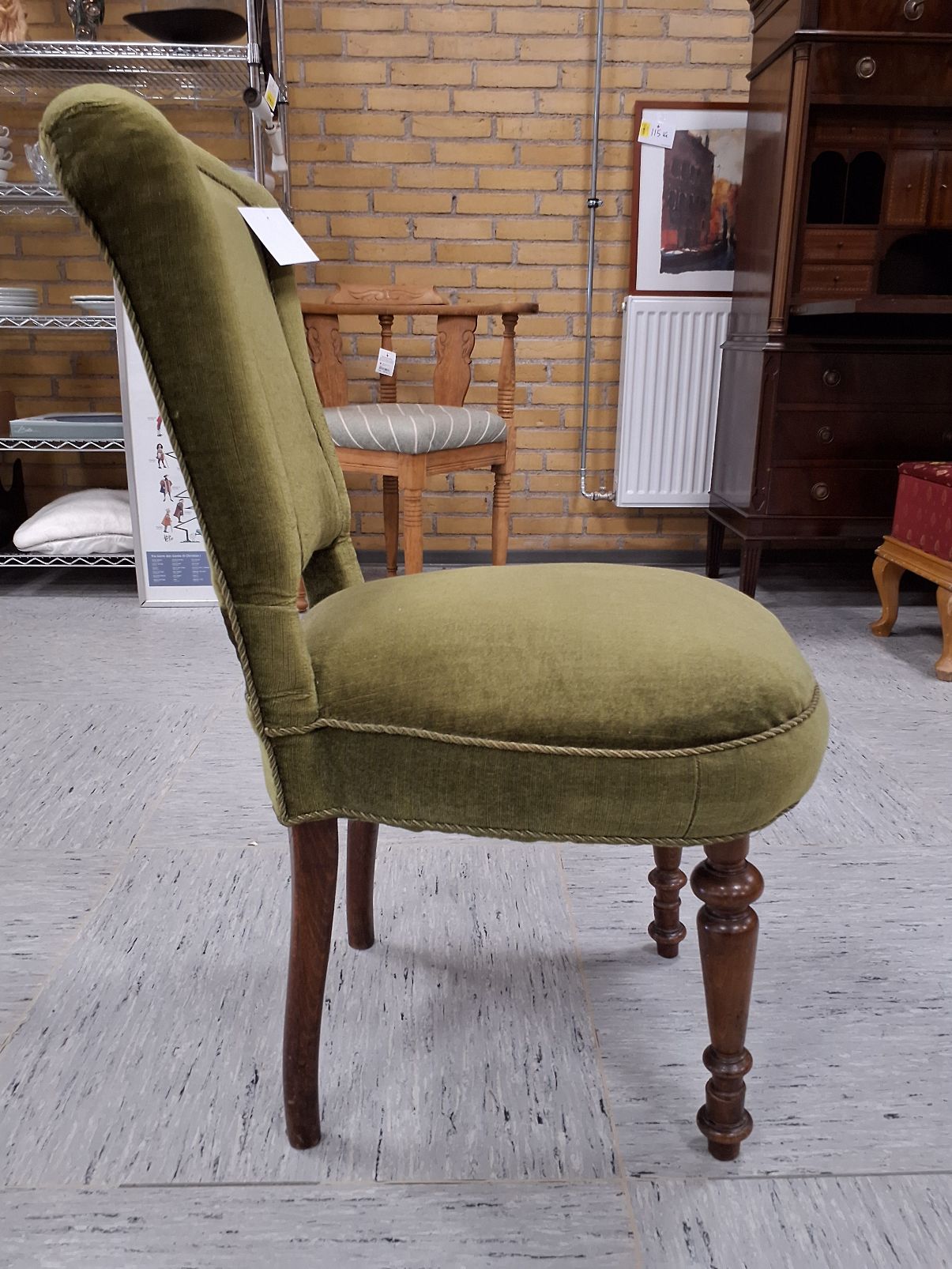 Retro stol grøn polstring
